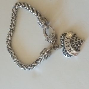 Women's Sterling Silver Navy Charm Bracelet